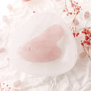 Pembe Kuvars Taşı Gua Sha Yüz Masaj Taşı Kalpli
