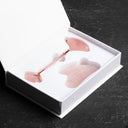 Pembe Kuvars Taşı Masaj Takımı - Roller ve Gua Sha Kalpli Set